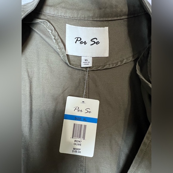 PER SE *NWT* Women’s XL Olive Green Utility Safari Sleeveless Zip Vest Pockets - Picture 5 of 8